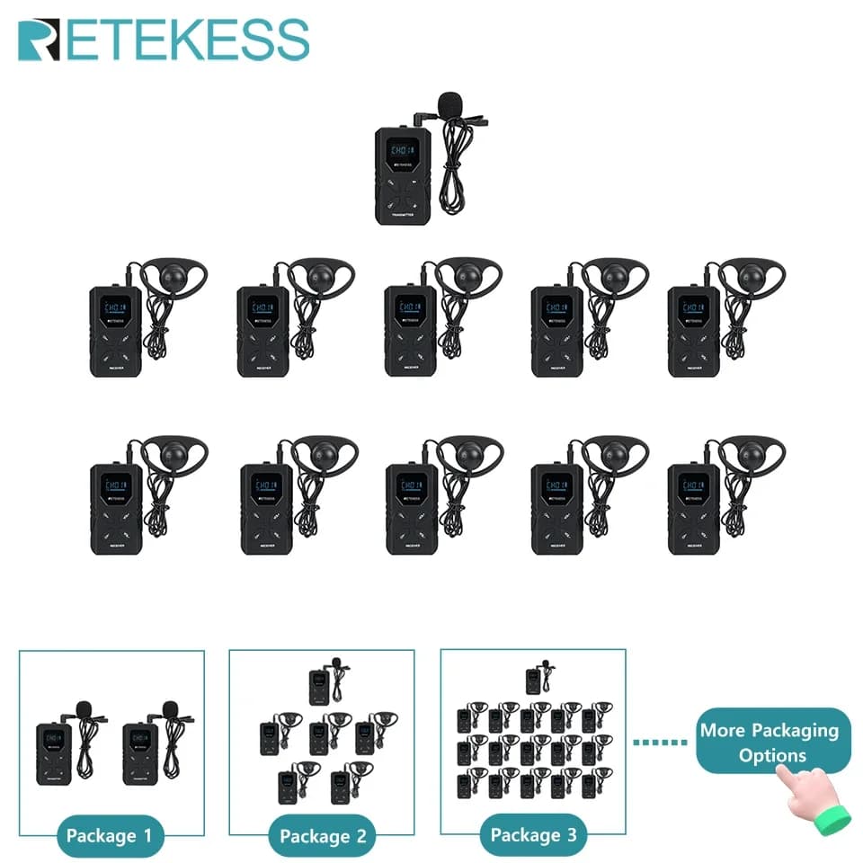 RETEEKESS TT117 Système de guidage touristique FM Émetteur Récepteur pour musée, église, conférence,