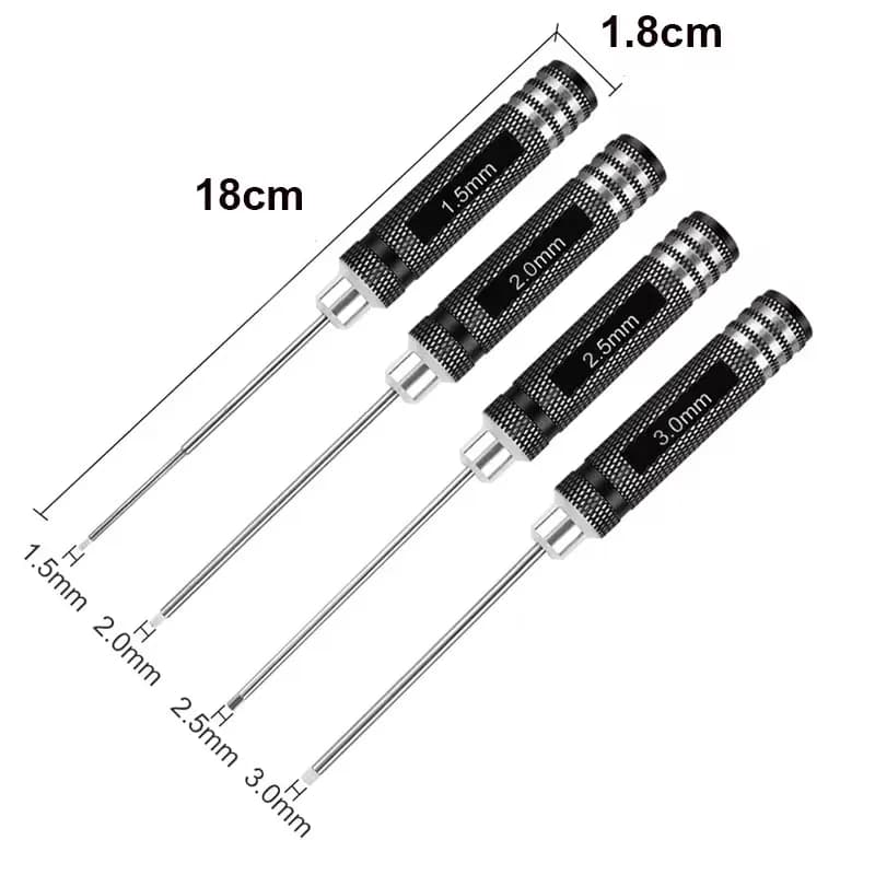 4 pièces 1.5/2/2.5/3.0mm pilotes hexagonaux noirs clé Allen ensemble d'outils de réparation pour voi