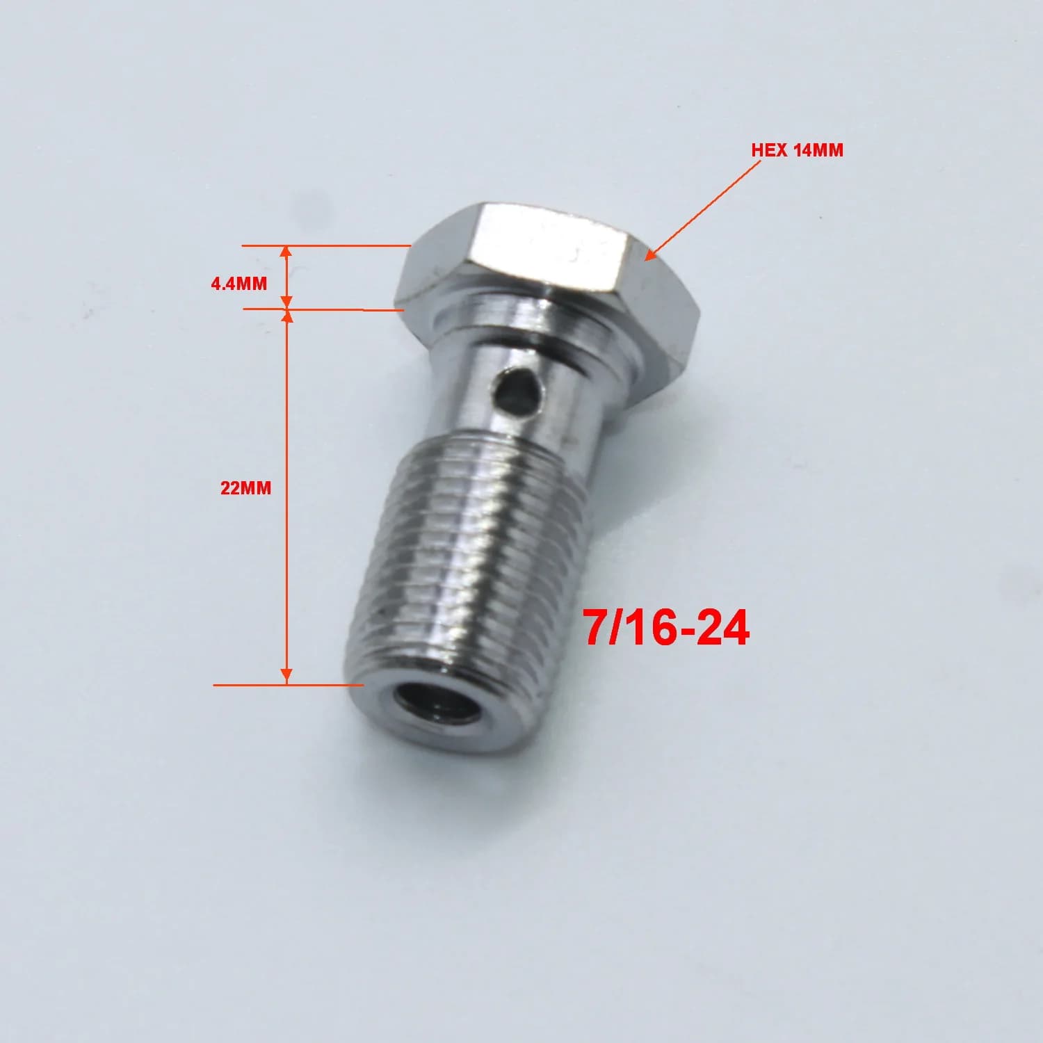 Boulon Banjo simple chromé M10x1, M10x1,25, 3/8-24, 7/16-24