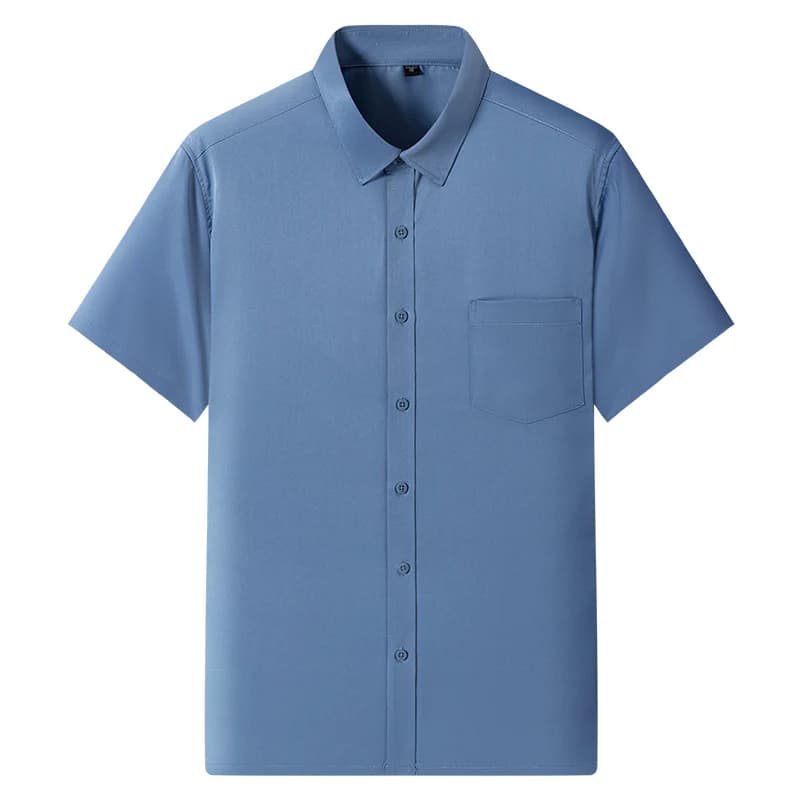Nouveau Anti-rides hommes chemises manches courtes chemises habillées pour hommes coupe ajustée Cami
