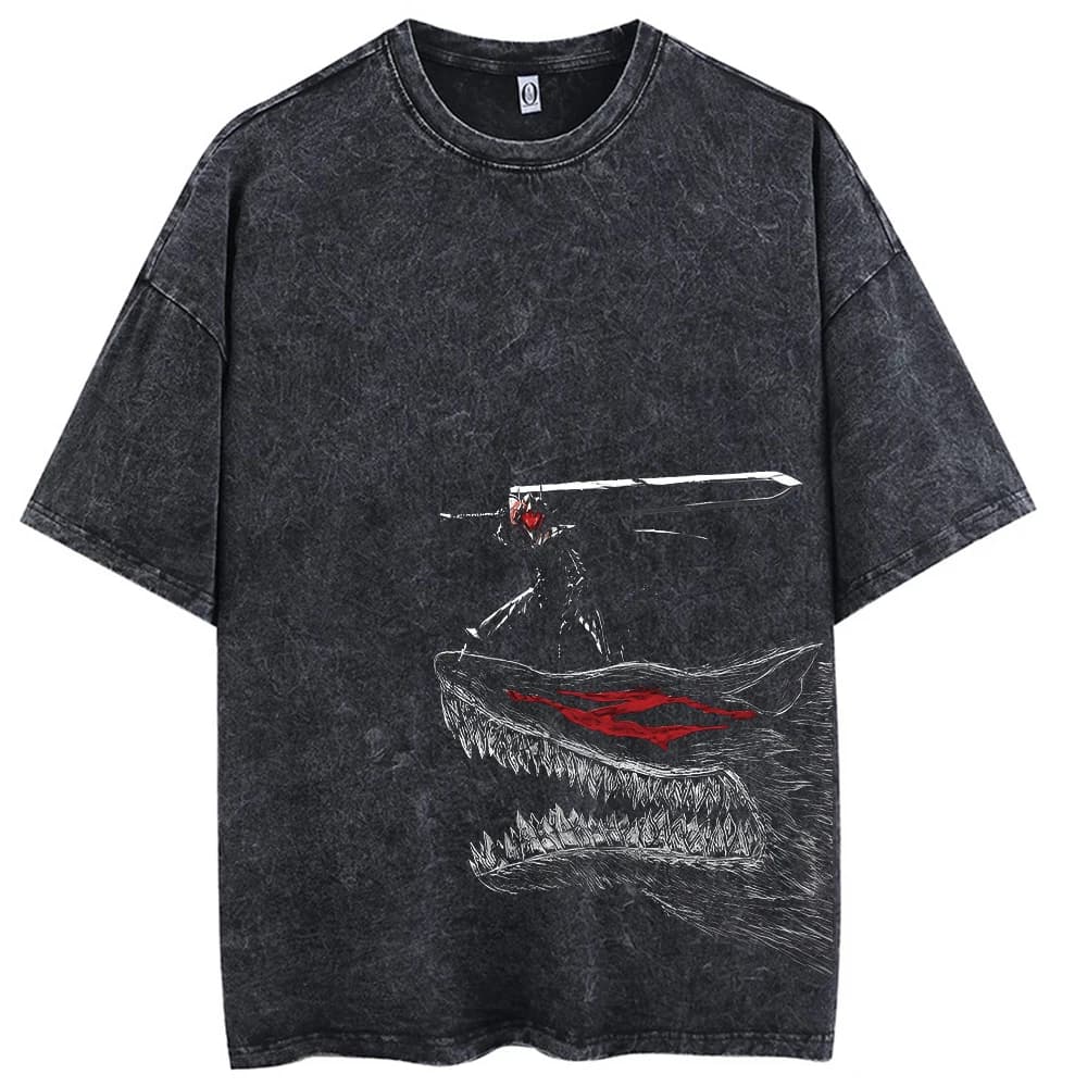 Hip Hop hommes Streetwear T-Shirt rétro Vintage lavé Anime graphique T-Shirt hommes Harajuku coton d