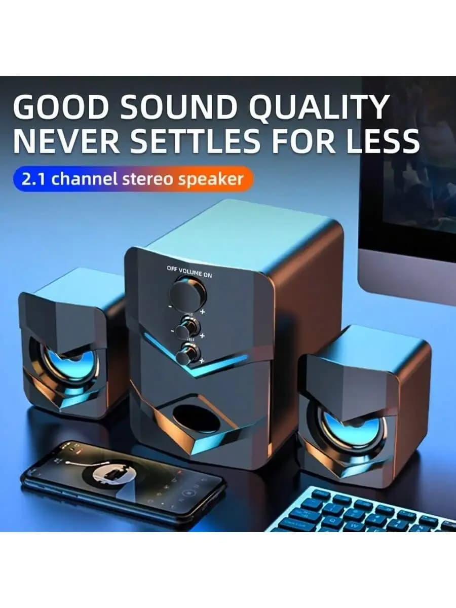 Haut-parleurs de bureau stéréo 2.1 de haute qualité avec éclairage d'ambiance LED - Alimentation USB
