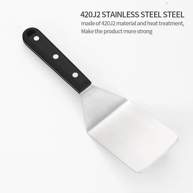 Spatule de plaque en acier inoxydable, tourneur de crêpes, Hamburger, Smasher, grattoir, tourneur de