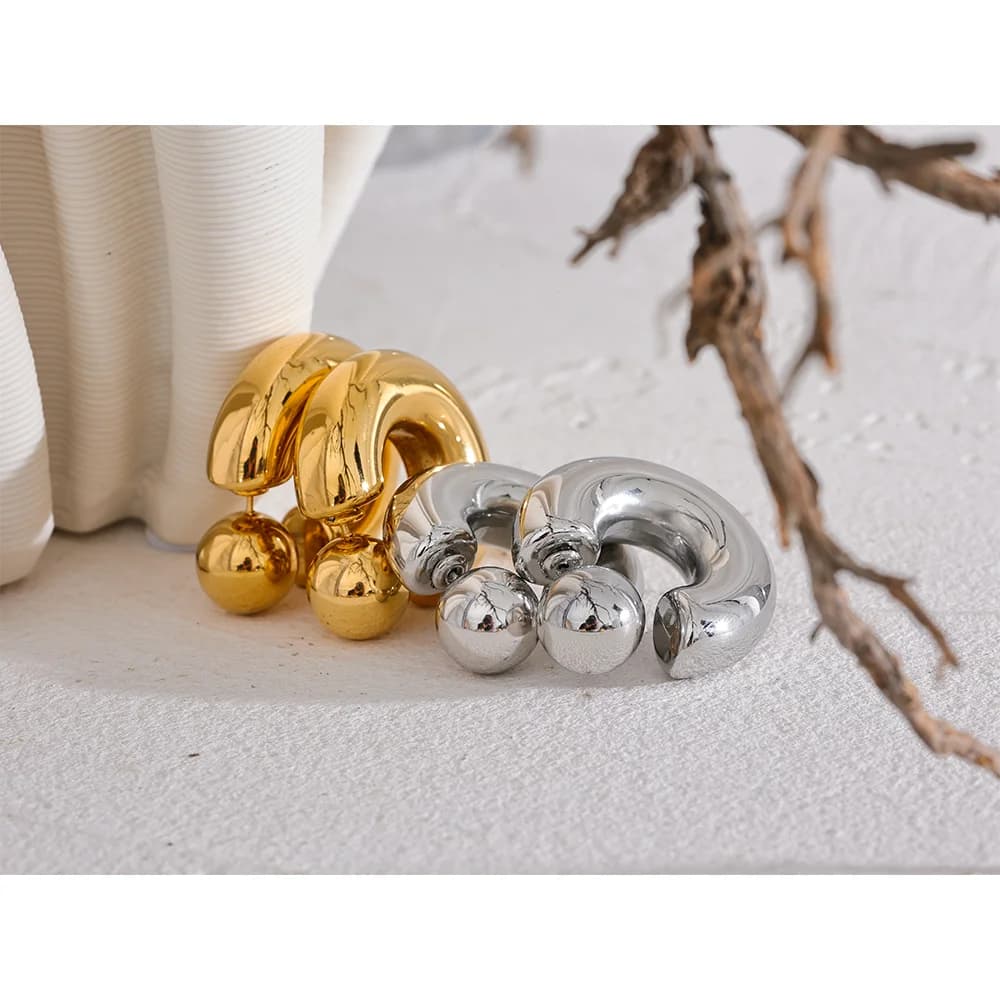 Yhpup – boucles d'oreilles rondes en forme de C en acier inoxydable, épaisses et inhabituelles, bijo