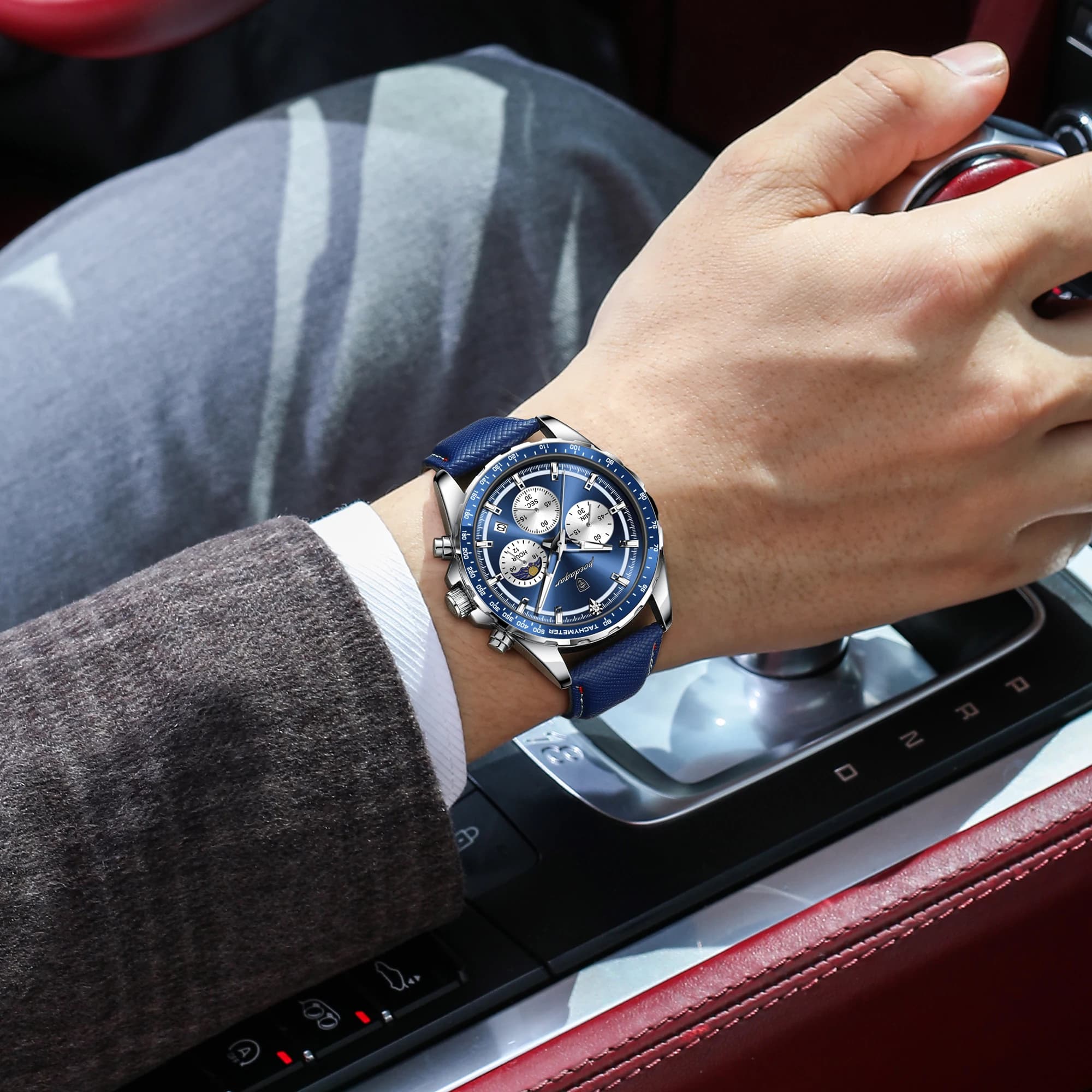 POEDAGAR Original mode hommes horloge lumineux étanche chronographe Date homme montre-bracelet en cu