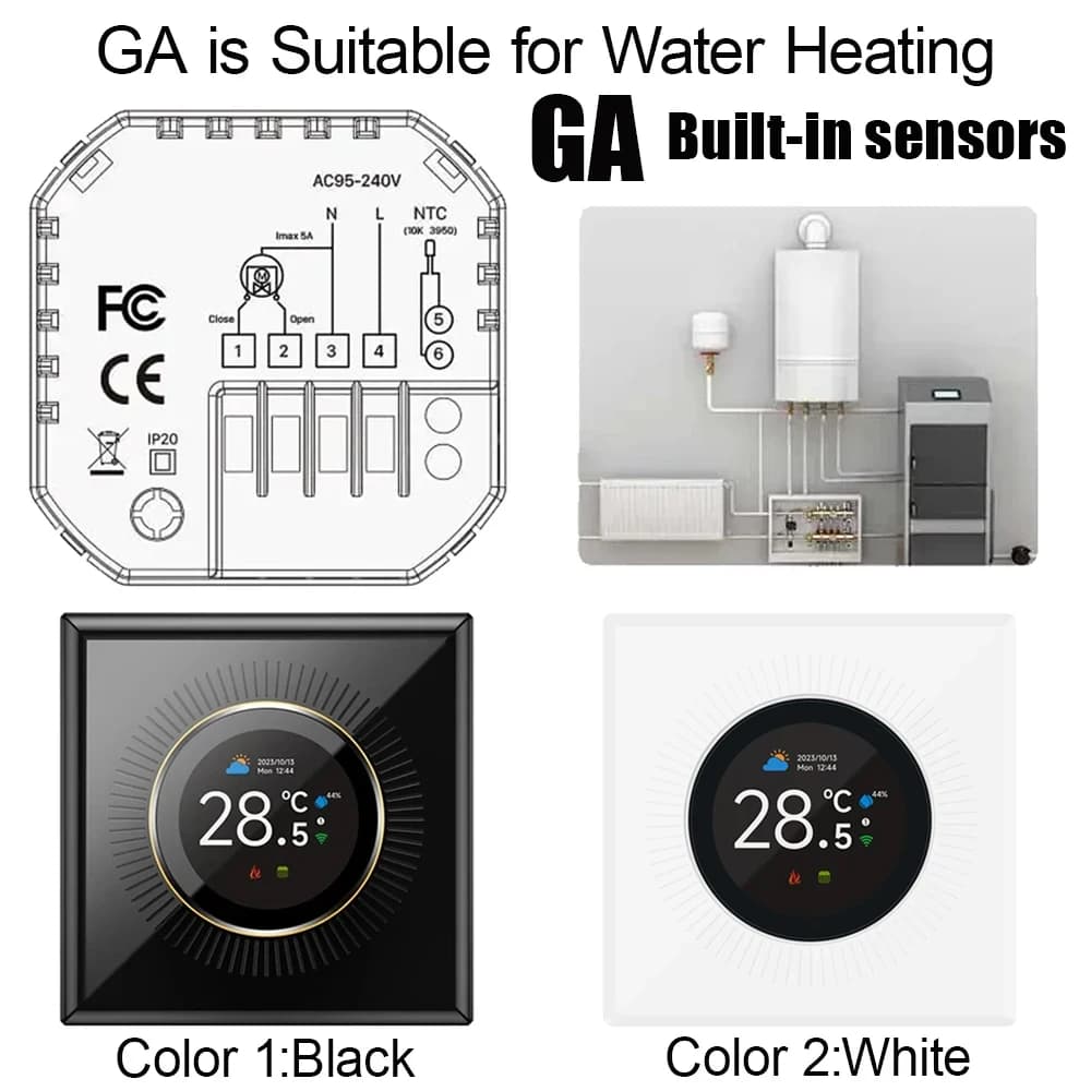 Thermostat intelligent Wi-Fi TUYA pour chauffage au sol, chaudière à eau et à gaz, programmable pour