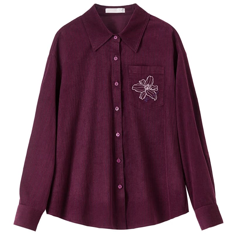 Chemise en velours côtelé de coton SENTUBILA pour femme, collection automne 2026, décontractée, brod