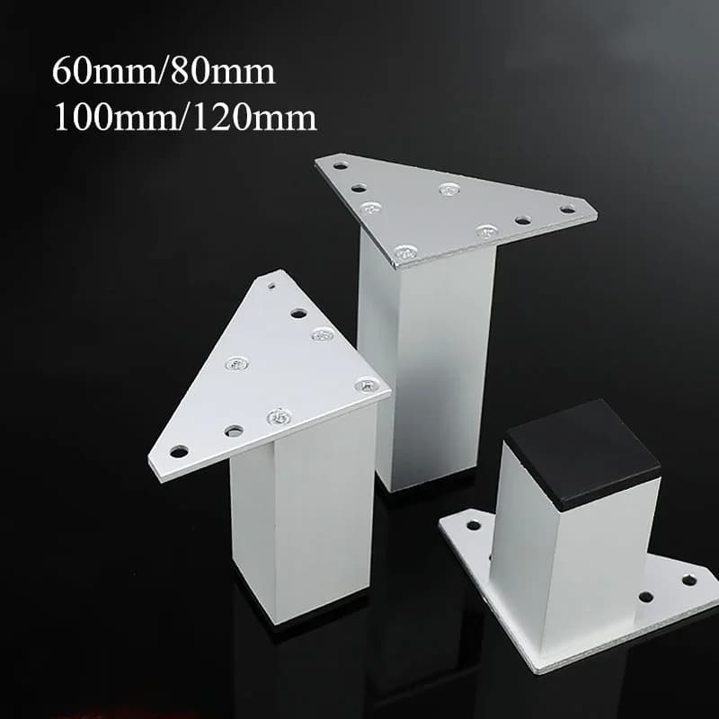 Pieds de Meuble Carrés en Métal pour Table Basse, Optique en Alliage d'Aluminium pour Meuble TV, Can