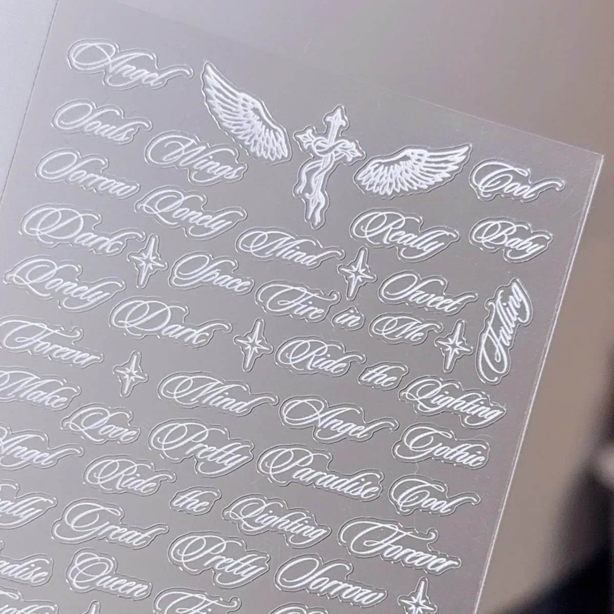 Autocollants pour ongles avec lettres noires et blanches, motifs d'ailes d'ange, designs mixtes, aut