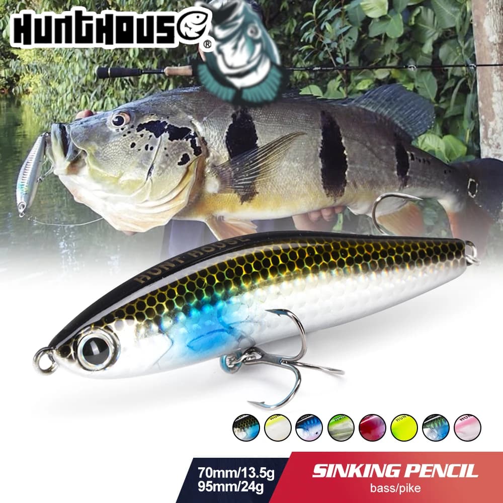Hunthouse crayon coulant leurre de pêche 70mm/13.5g 95mm/24g pêche à la traîne Stickbaits Wobblers a