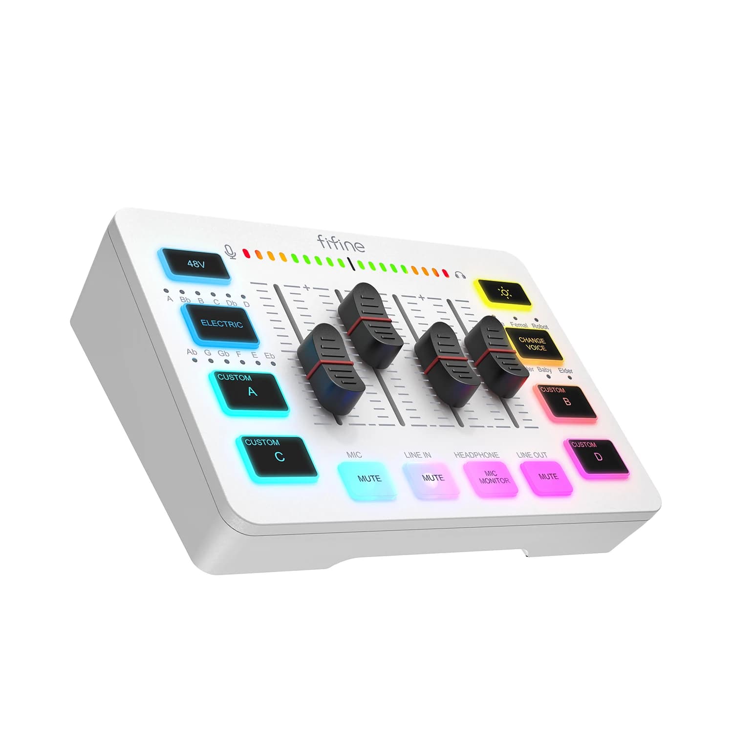 FIFINE Gaming USB Mixer avec 4 canaux/interface microphone XLR/RGB, table de mixage sonore pour jeux