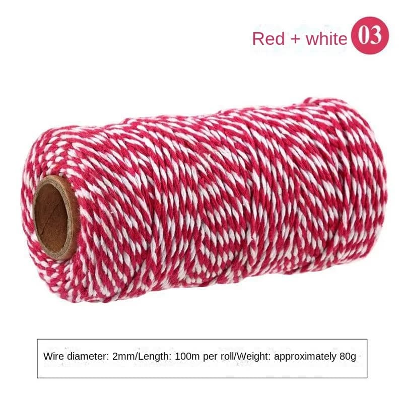 Cordon en coton tressé fait main de 100 m, 2 mm, pour travaux manuels, couture, décoration de fête e