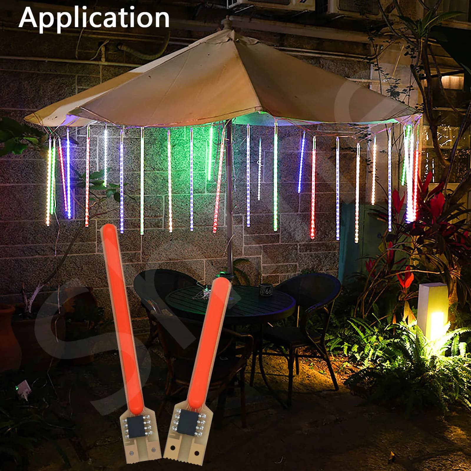 LED Cob pluie de météores lampe à eau courante DC 3V Diodes à Filament LED 2200k bleu rouge vert piè