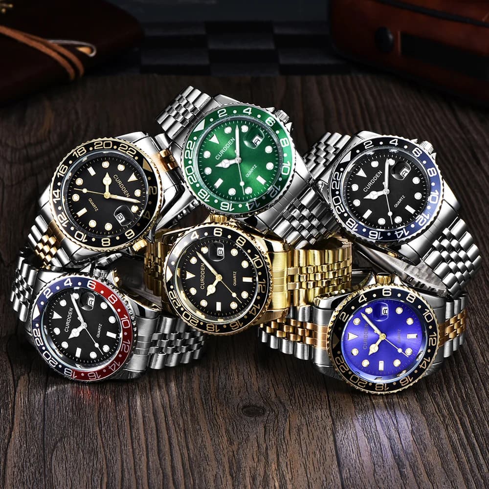 Design Original CURDDEN marque montres pour hommes mode entièrement en acier inoxydable doré Date mo