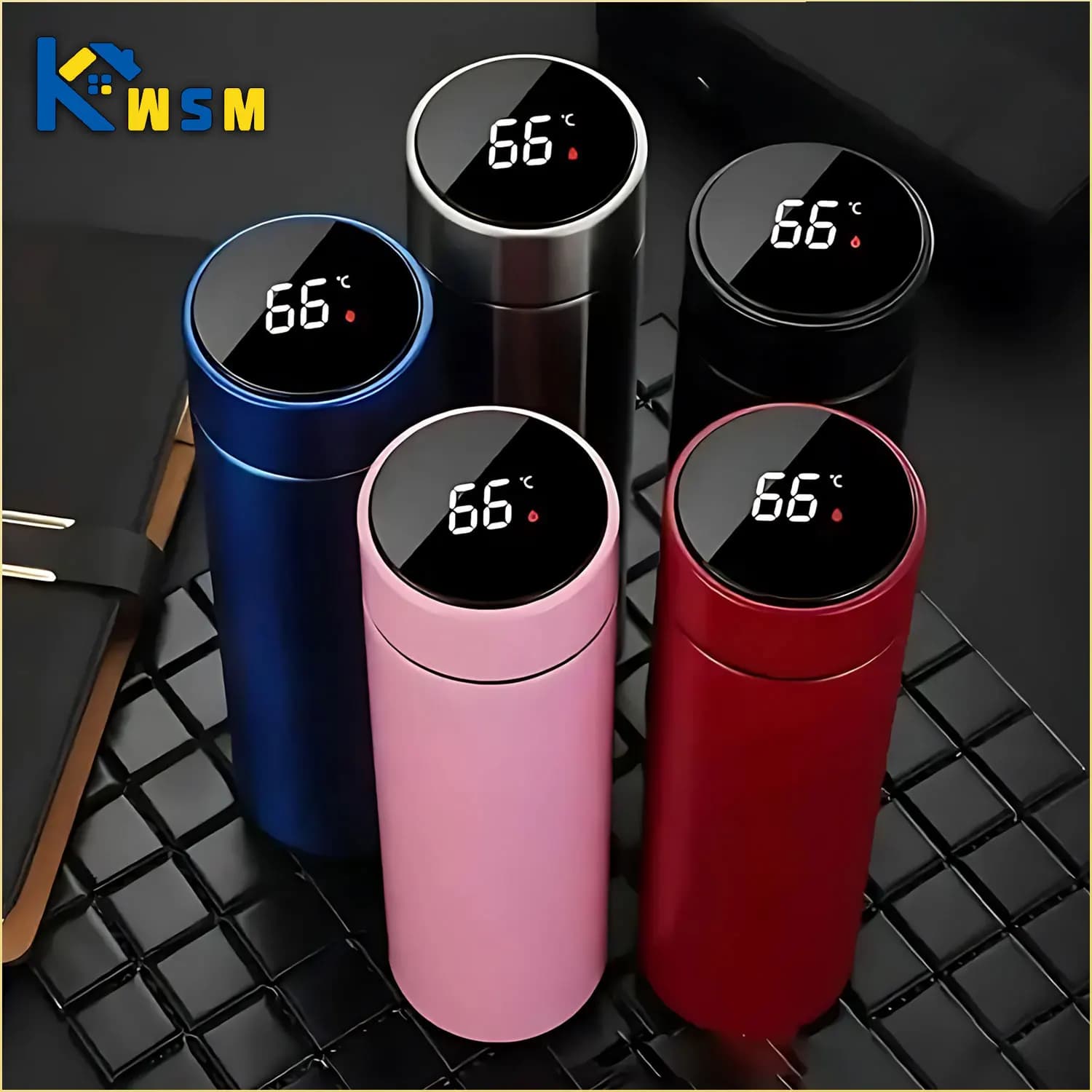 Tasse Thermos à affichage de la température de 500ML, bouteille Thermos divisée en acier inoxydable,