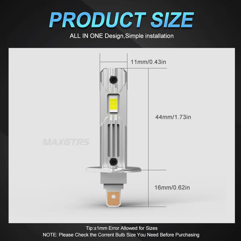 Prévention GTRS-Ampoule LED Canbus sans fil pour voiture, lumière de sauna H1, conception de taille 