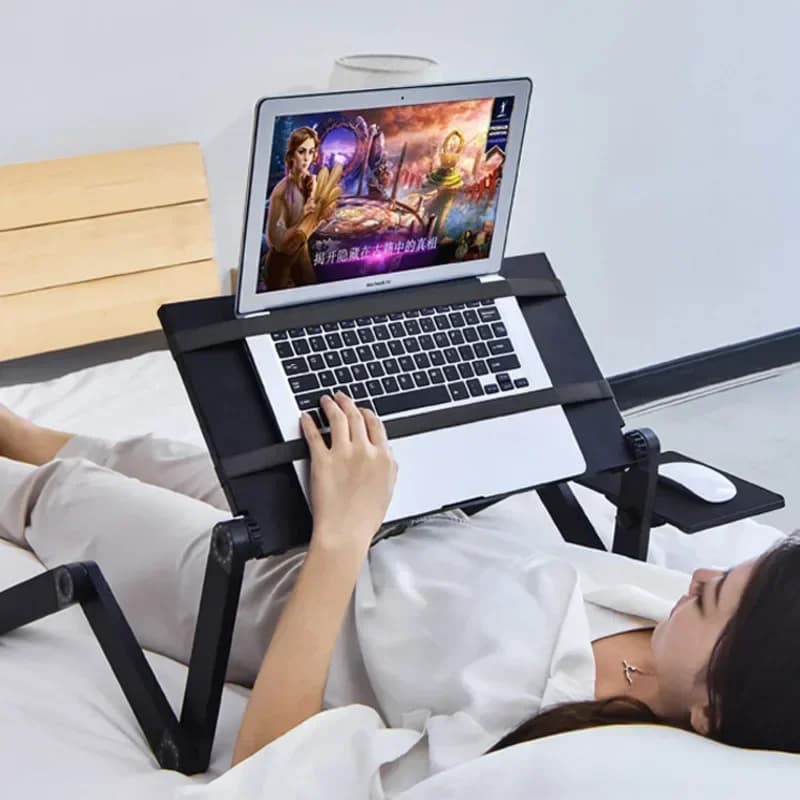 Table d'ordinateur portable pliante pour lit, bureau d'ordinateur paresseux, support mobile télescop