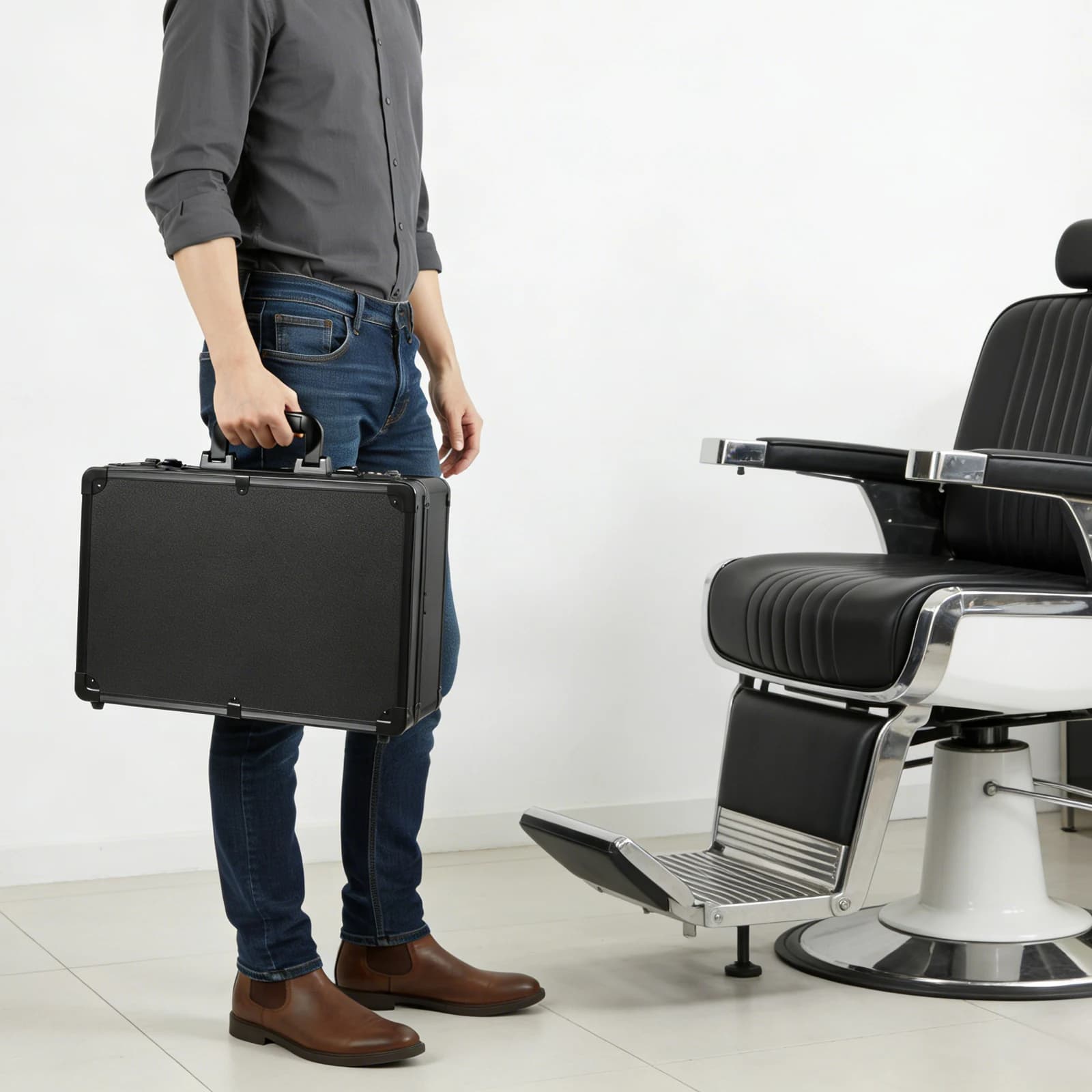 Boîte à outils de coiffure professionnelle multicouche noire, étui de rangement pour barbier, organi