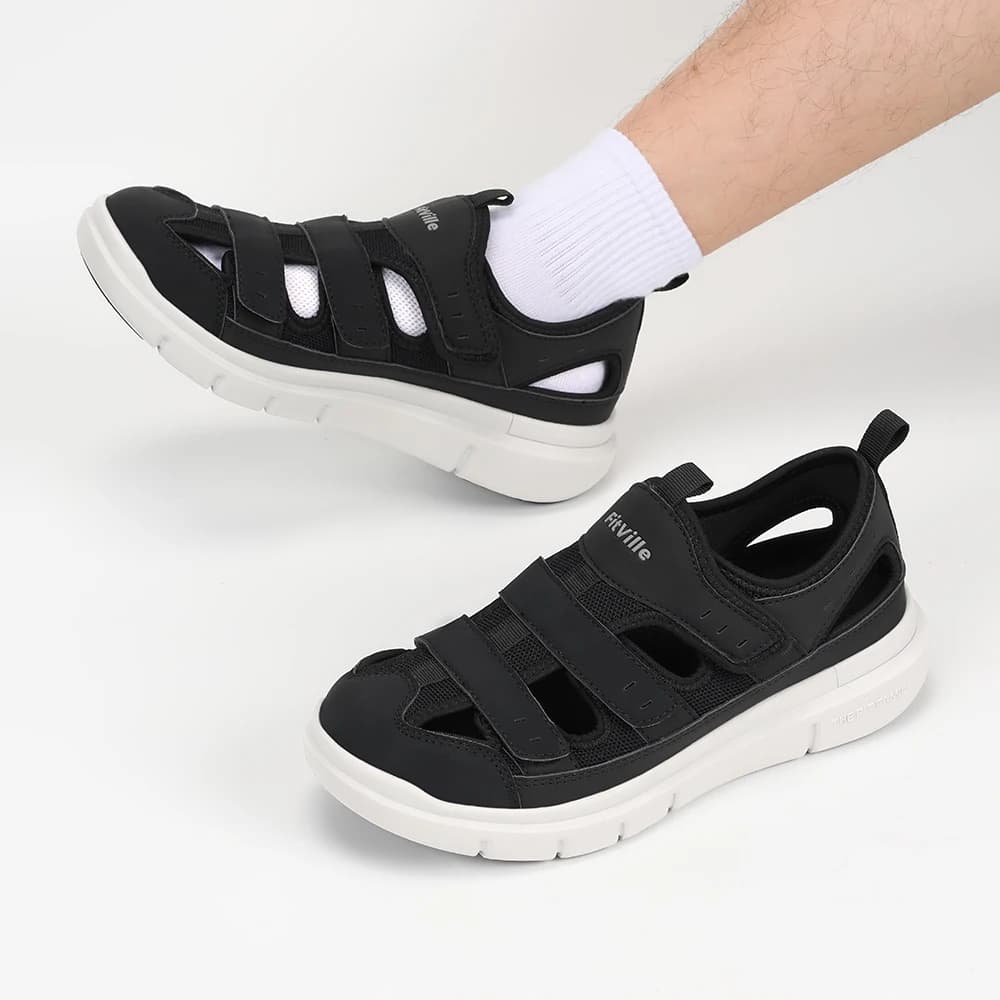 FitVille – sandales élargies pour hommes, chaussures de diabète décontractées, légères pour la fasci