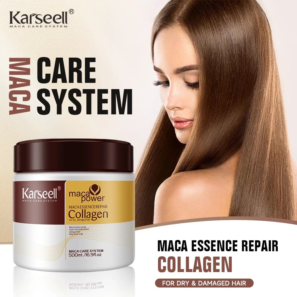 Karseell 2 pièces traitement capillaire au collagène réparation profonde conditionnement huile d'arg