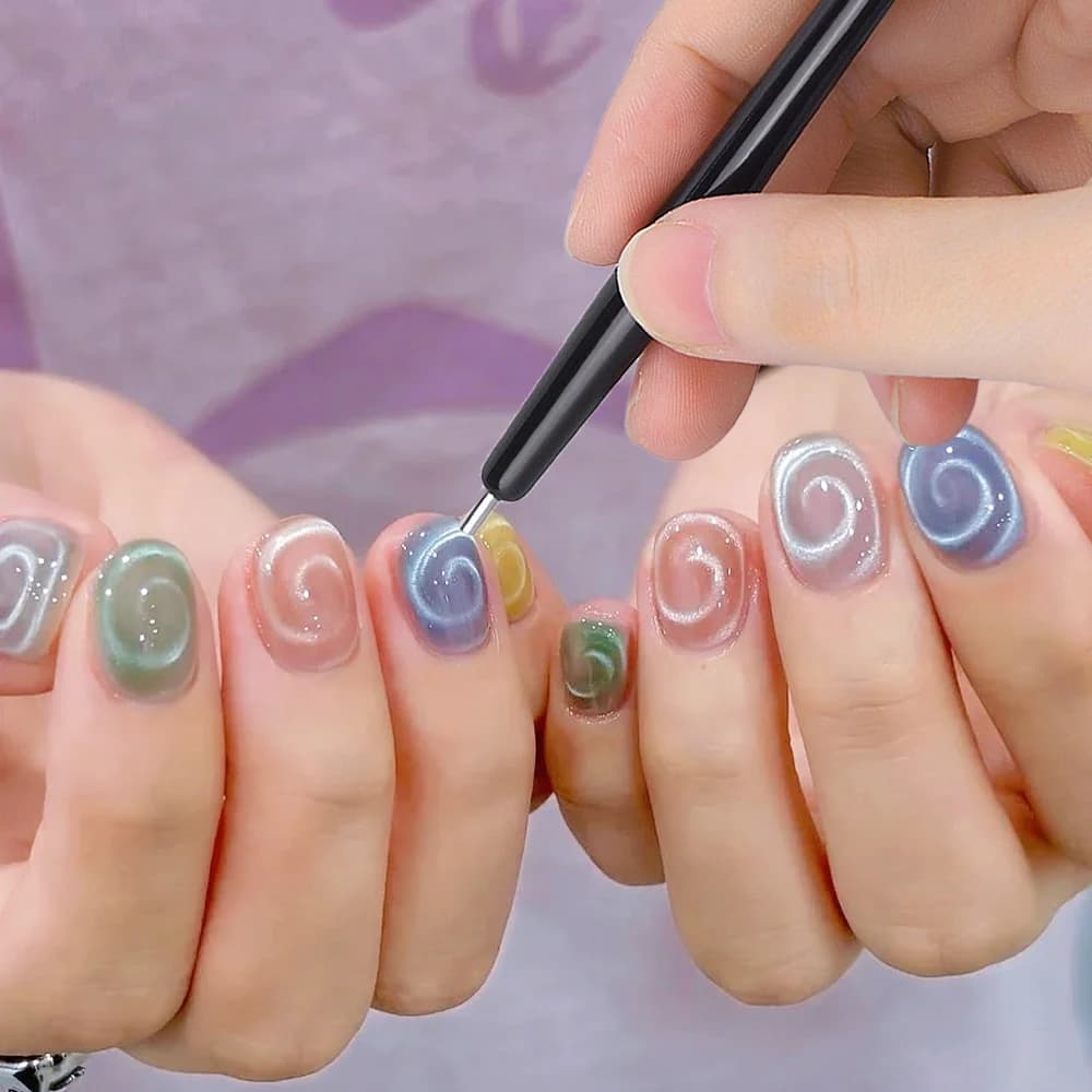 Nouveau stylo magnétique pour ongles œil de chat fantaisie, Vortex 3D/perle de verre/lune/ondulation