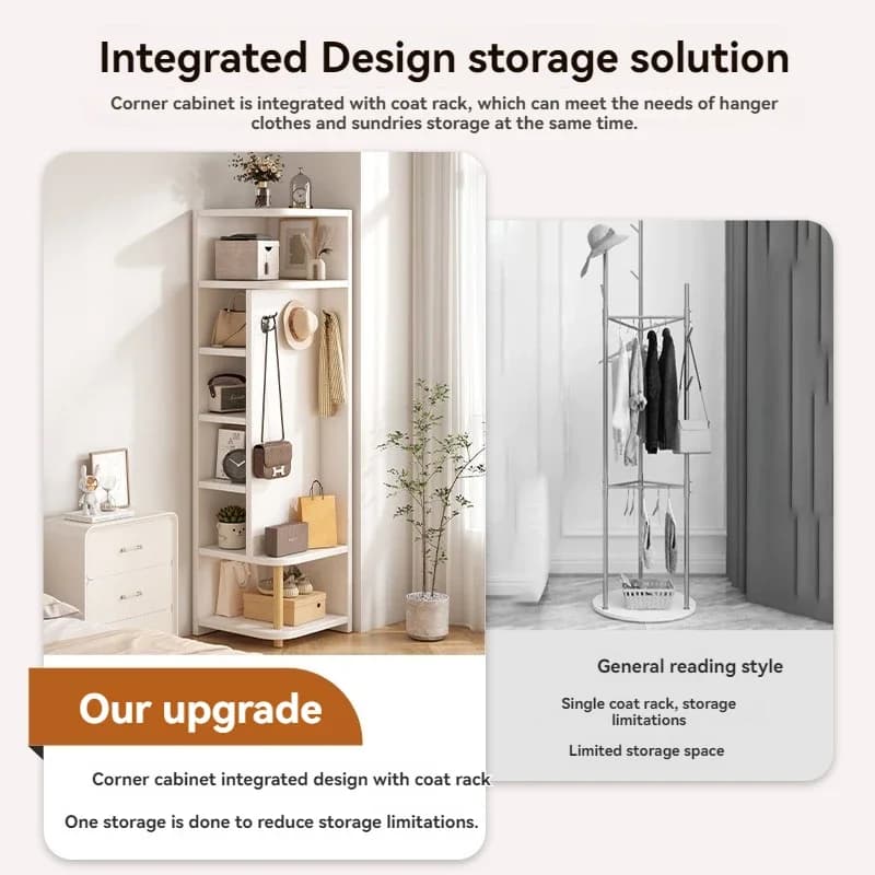 Armoire de rangement d'angle pour usage domestique, foyer simple, porte-manteau, vitrine murale d'an
