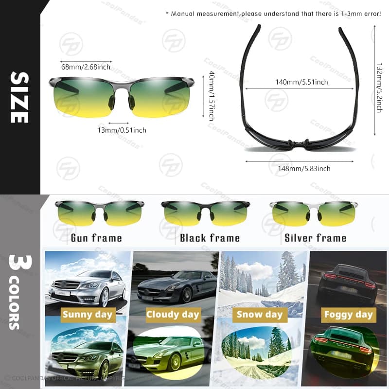 CoolPandas lunettes de soleil hommes photochromiques polarisées conduite Anti-éblouissement caméléon