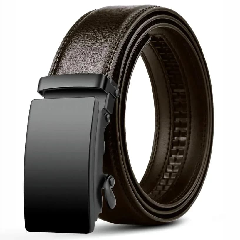 Ceinture automatique en cuir PU pour hommes, célèbre marque, affaires, sangles de taille, noir, jean