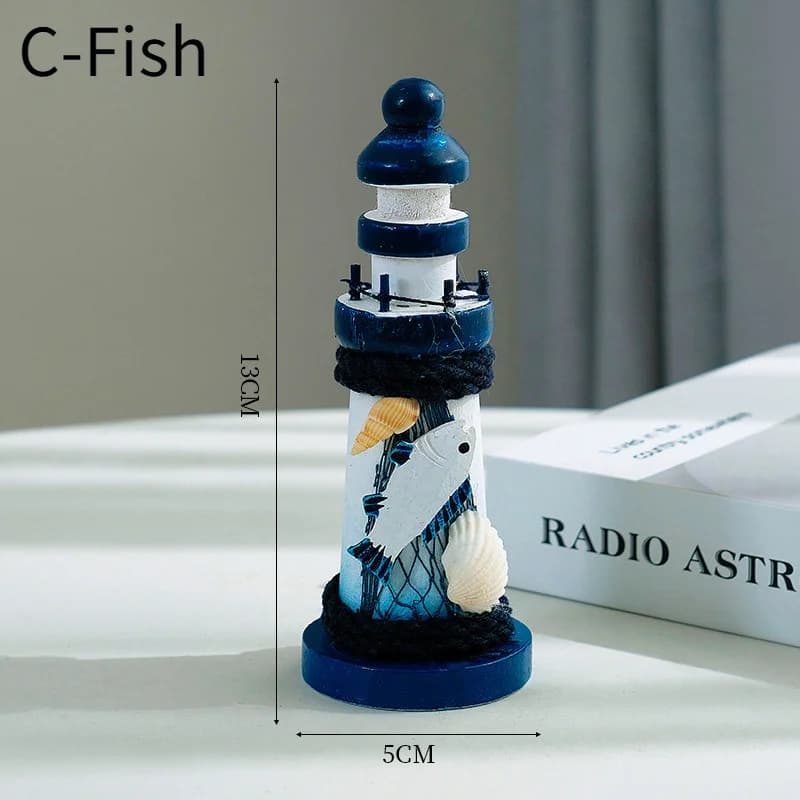 Petit Phare Ornements Décoratifs en Bois Moulé, Style Océan Méditerranéen, Cadeaux Créatifs, Accesso