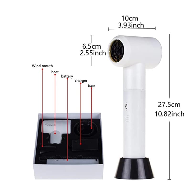 Sèche-cheveux sans fil à charge USB, batterie de travail, air chaud et froid, soufflage de la peau B