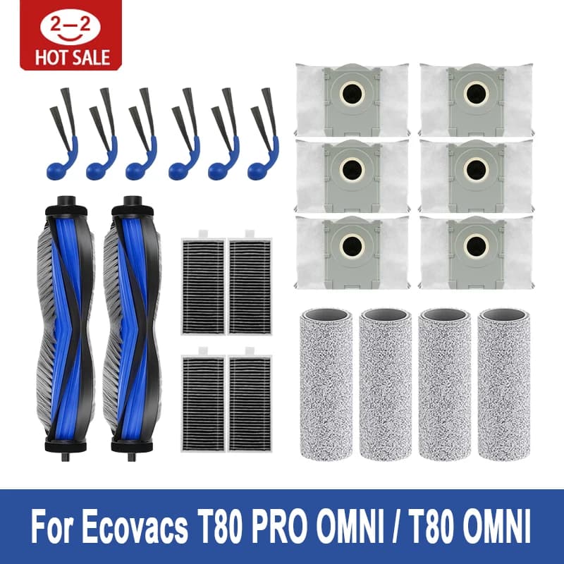 Pièces pour aspirateur Robot ECOVACS T80 Pro Omni / T80 Omni, rouleau principal, tissu de vadrouille