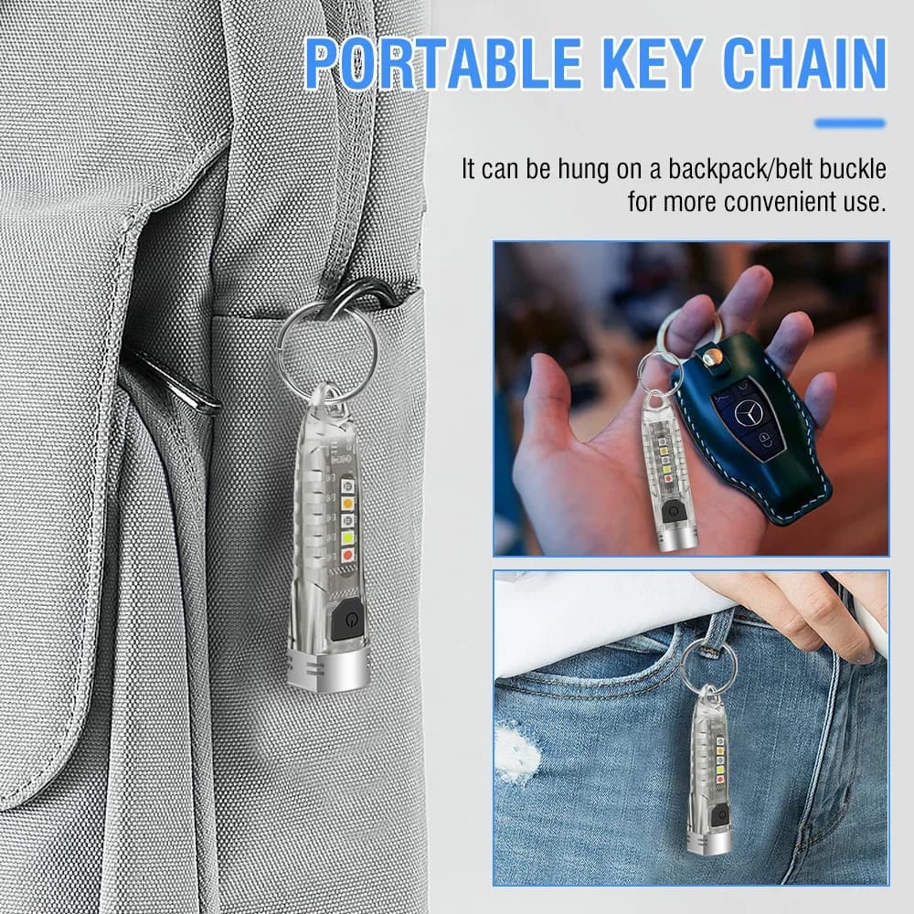 BORUiT V1 400LM UV porte-clés lampe de poche LED EDC Rechargeable étanche Fluorescent lampe de trava