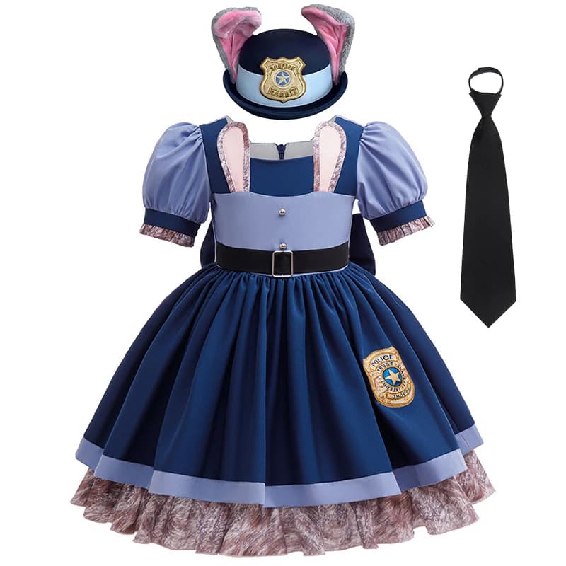 Robe de policier Judy Bunny pour filles, Costume de lapin Disney Zootopia 2 pour enfants, robe de Co