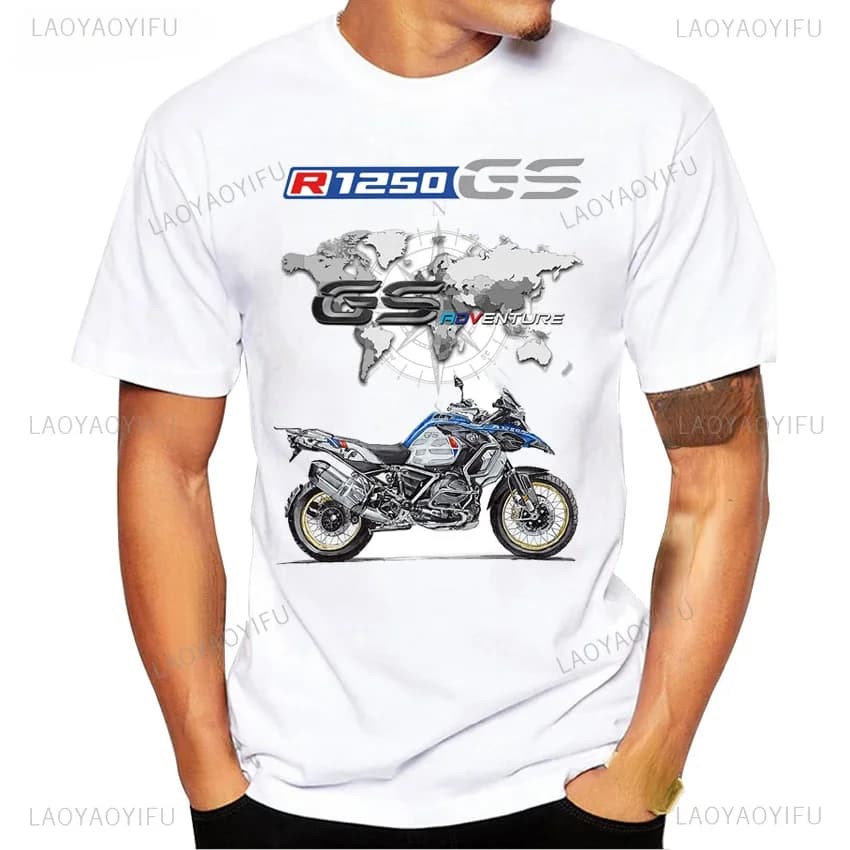 T-Shirt imprimé à col rond pour moto, en coton, à manches courtes, pour R1200GS, R1250 GS Adventure,