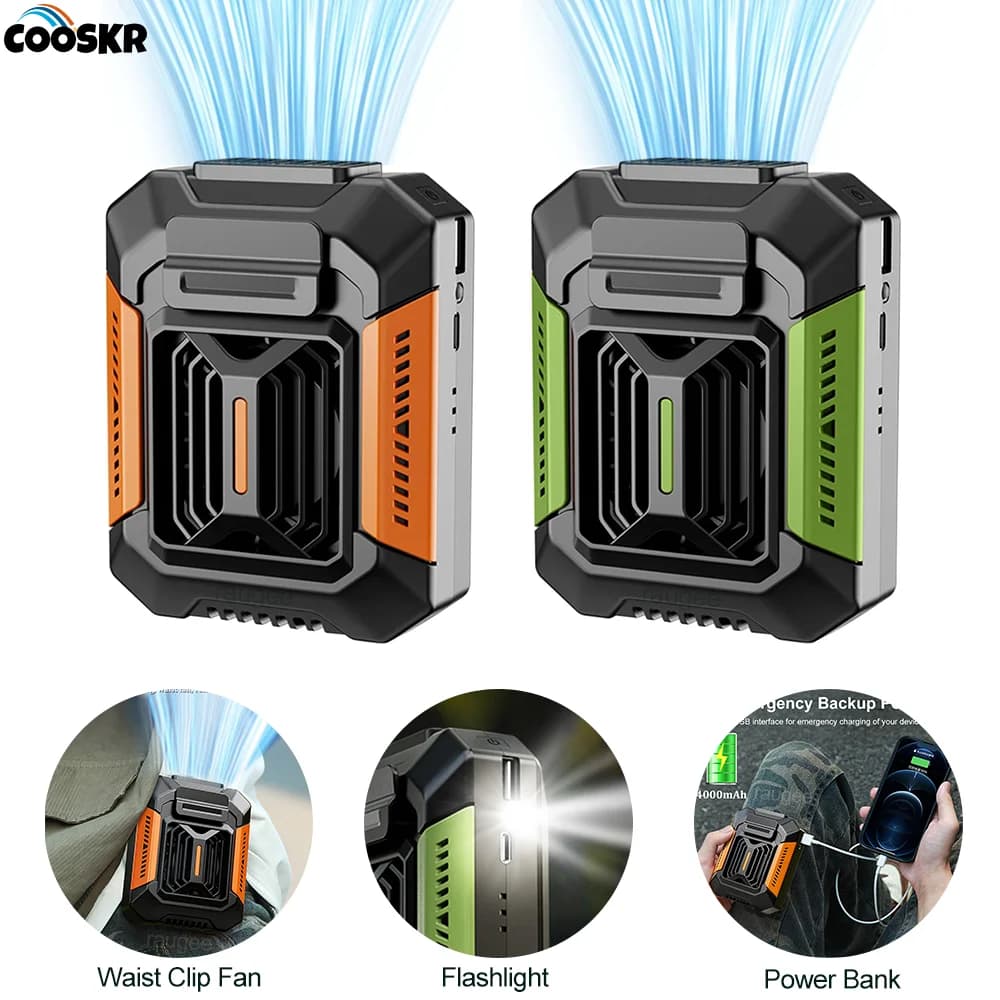 Mini ventilateur portable à clip de taille, aste par USB, pour camping en plein air, avec batterie e