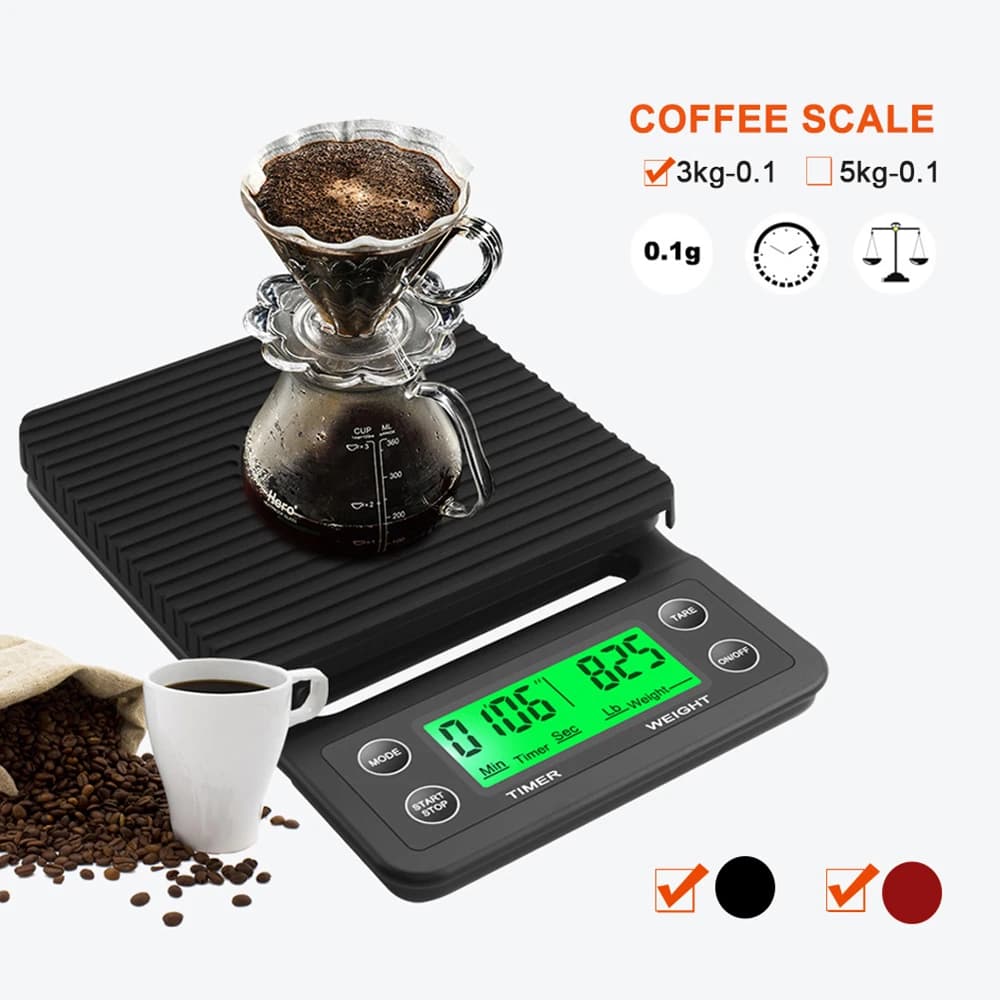 Balance à café goutte à goutte avec minuterie, balance de cuisine numérique électronique portable, h