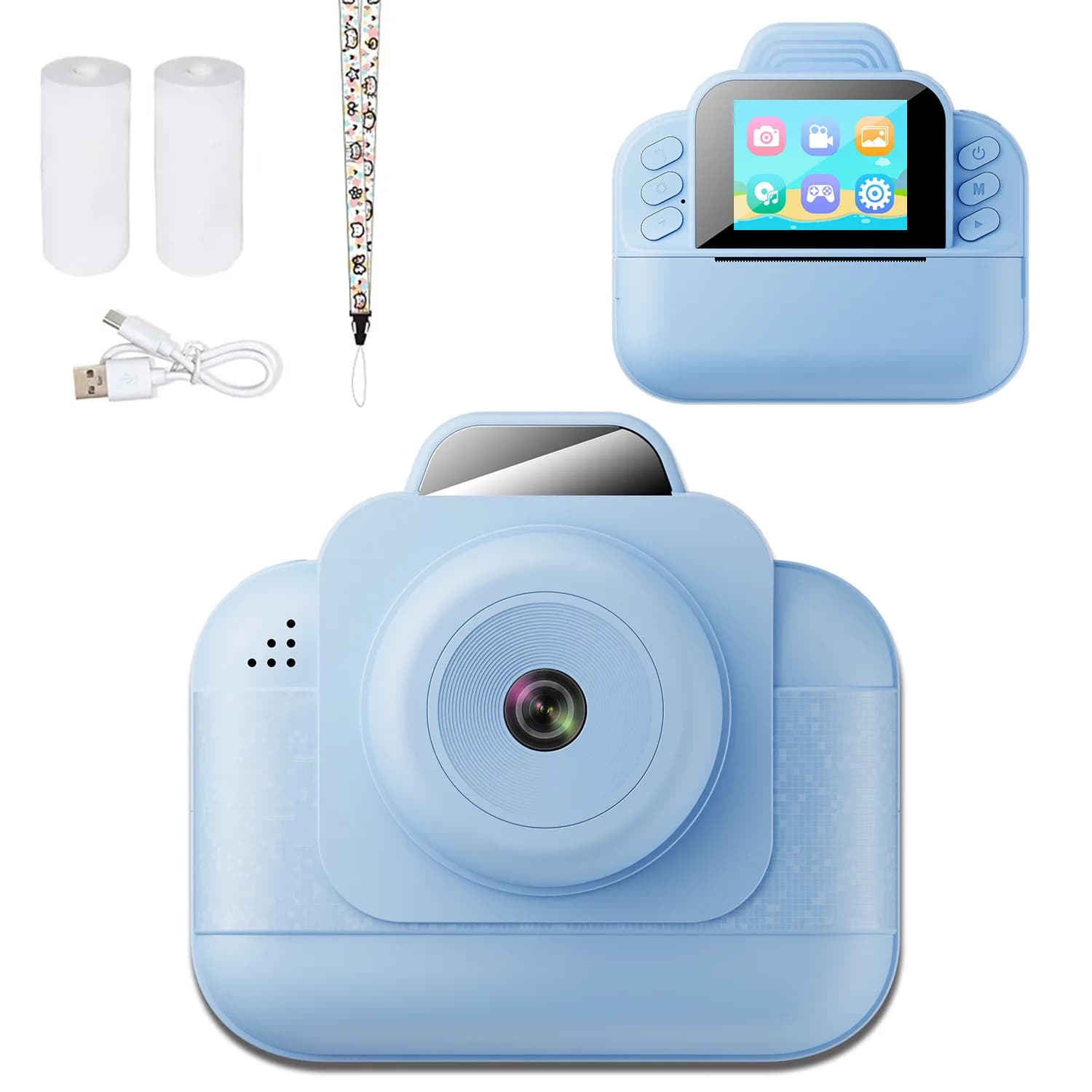 Kit caméra instantanée avec vidéo HD 1080P, écran 2 pouces, double alimentation USB, facile édition 