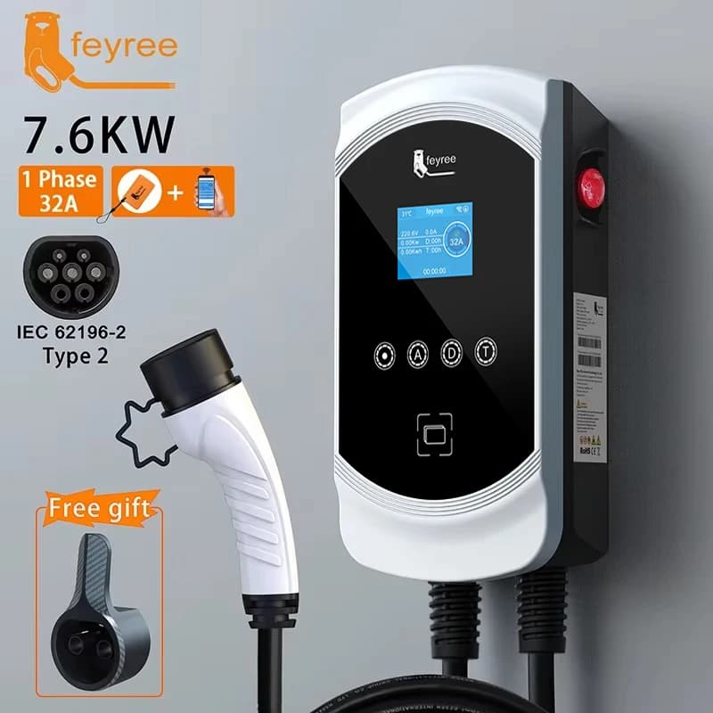 Feyree EV chargeur 32A 7.6KW véhicule électrique chargeur de voiture EVSE Wallbox 11KW 22KW 3 phases
