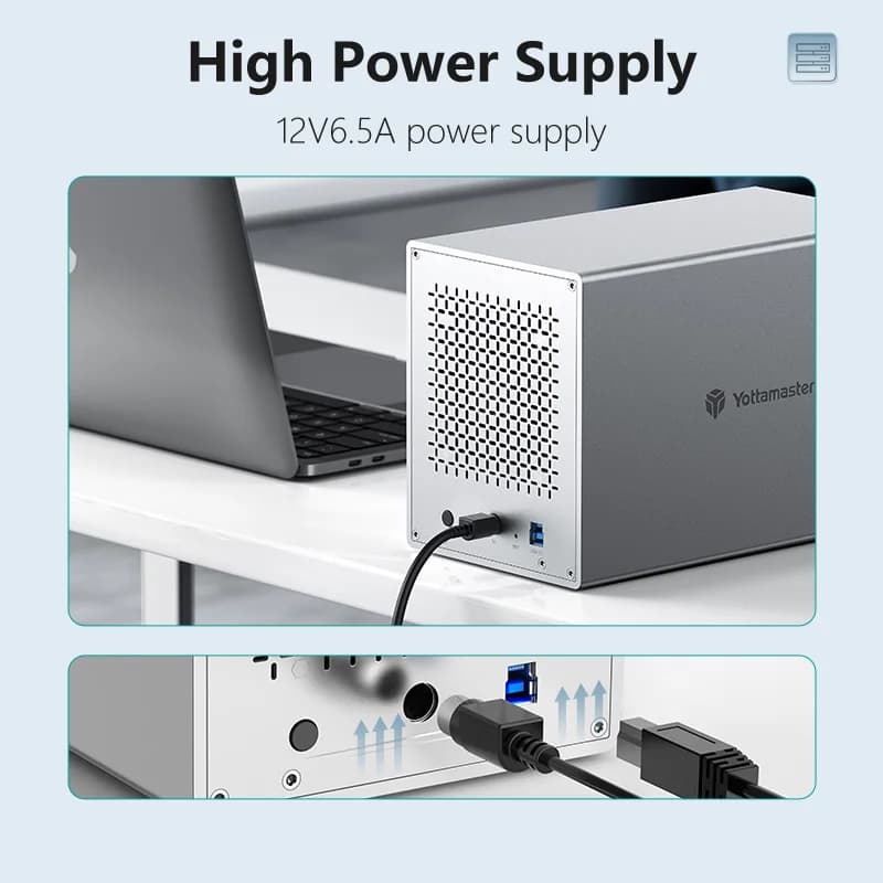 Yottamaster Boîtier de disque dur externe à 5 baies USB3.0 HDD BOX pour disque dur SATA 3,5/2,5 pouc