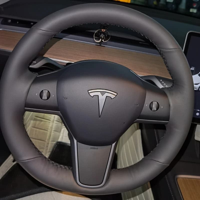 Couverture tressée de volant de voiture personnalisée, 100% adapté au modèle 3 de Tesla 2017 2018 20