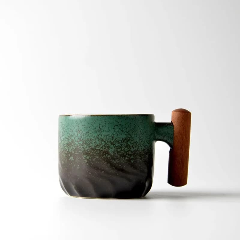 Tasse à café créative faite à la main, exquise, Vintage, avec manche en bois, tasses, verres, cuisin