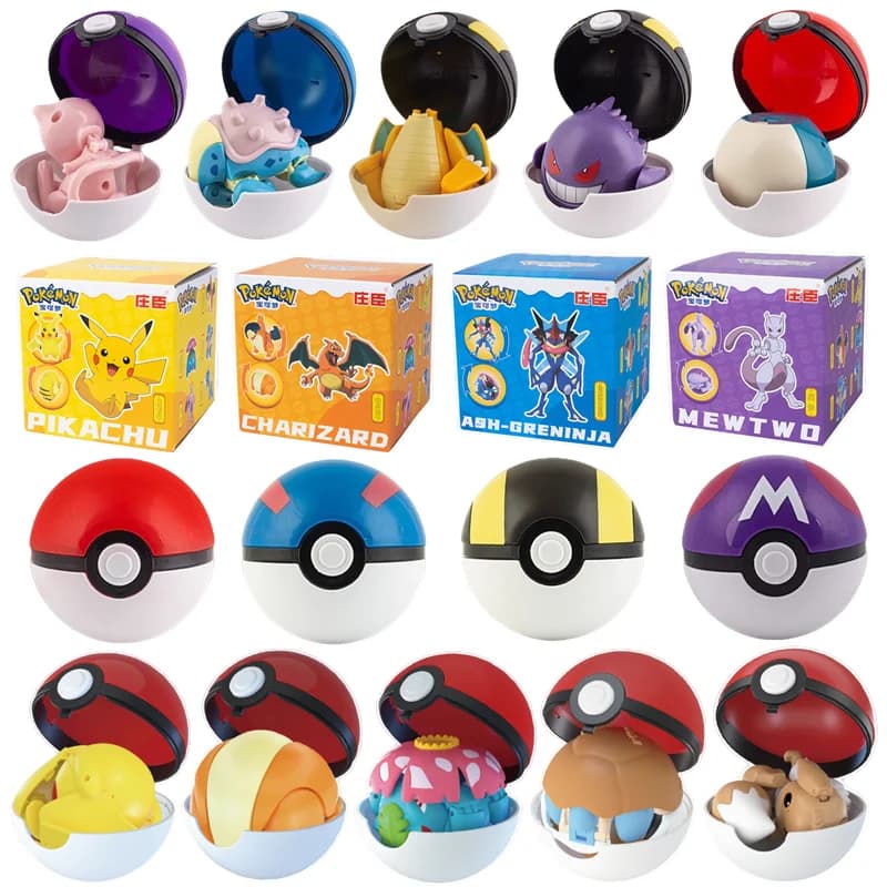 Jouets figurines Pokémon, modèle de balle, Pokeball, Pikachu, Gengar, Dragonite, Sicilax
