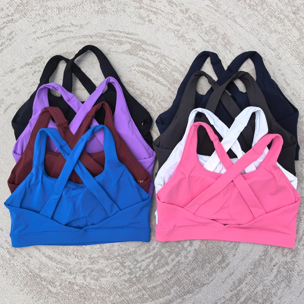 Soutien-gorge de Fitness pour femmes, couleur unie, serré, entraînement complet, dos croisé, sous-vê