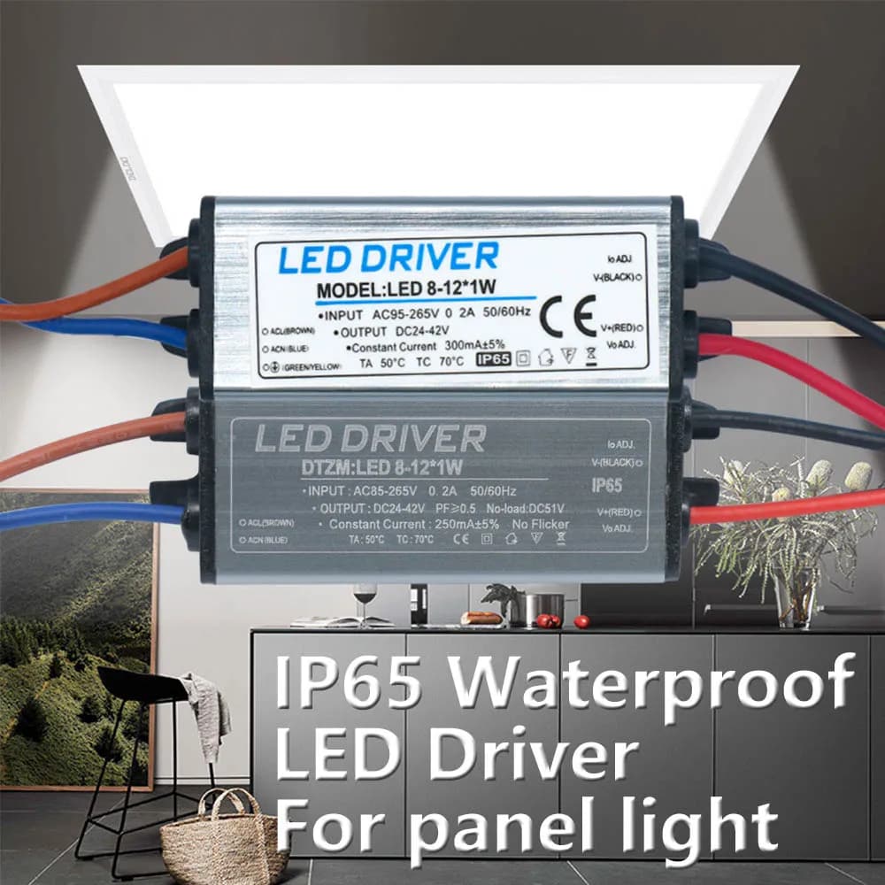 Pilote LED étanche IP65 25-36W 18-25W 12-25W 8-12W 4-7W 1-3W, alimentation 250mA 300mA, tension à co