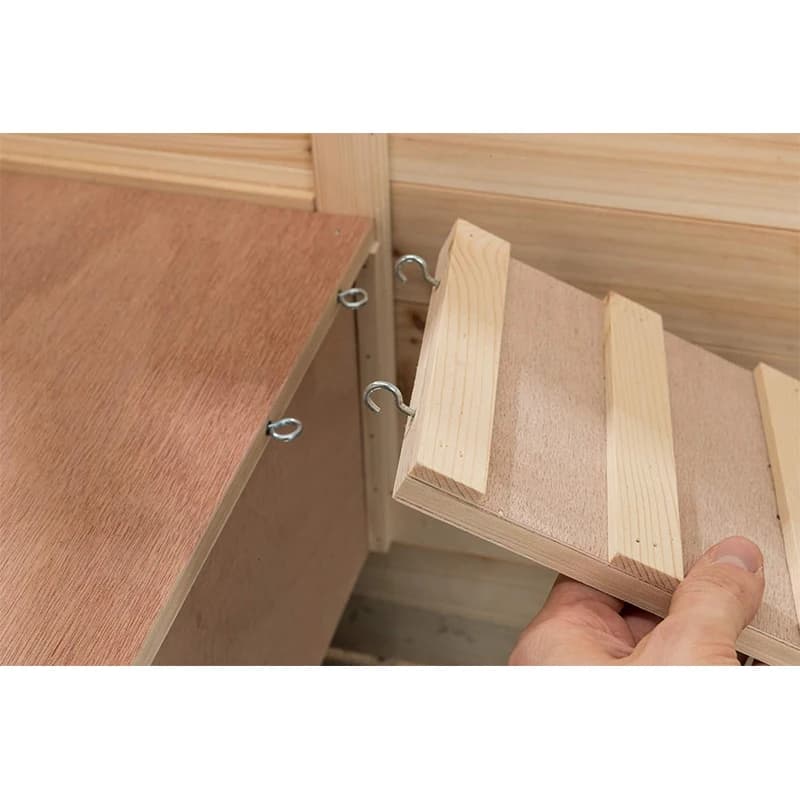 Lapin en bois à 2 niveaux pour l'extérieur, chalets avec rampe, roues, manipulation, mouvement, inst