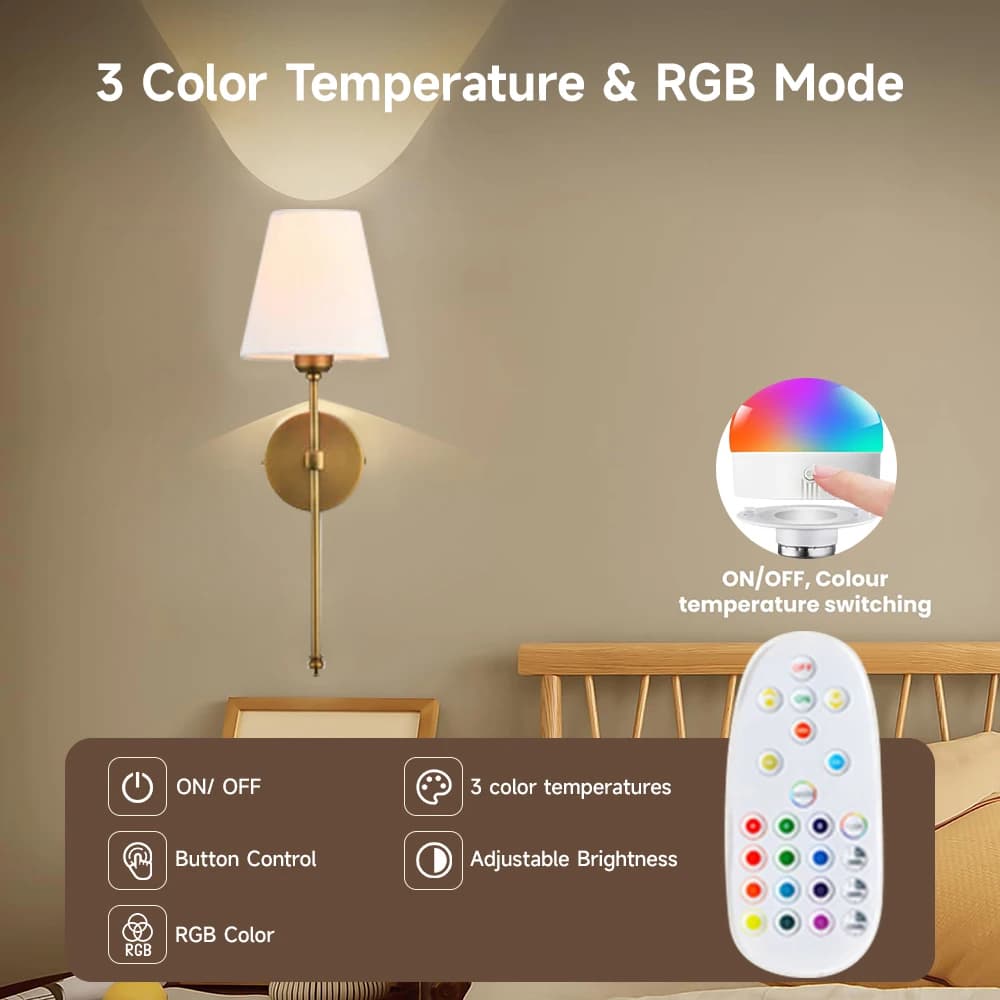 2 pièces mur LED lumières moderne Rechargeable décor appliques télécommande gradation chambre salon 