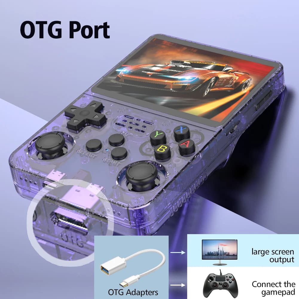 Console de jeu vidéo rétro R36S, système Linux, écran IPS 3.5 ", mini lecteur vidéo portable, 64 Go,