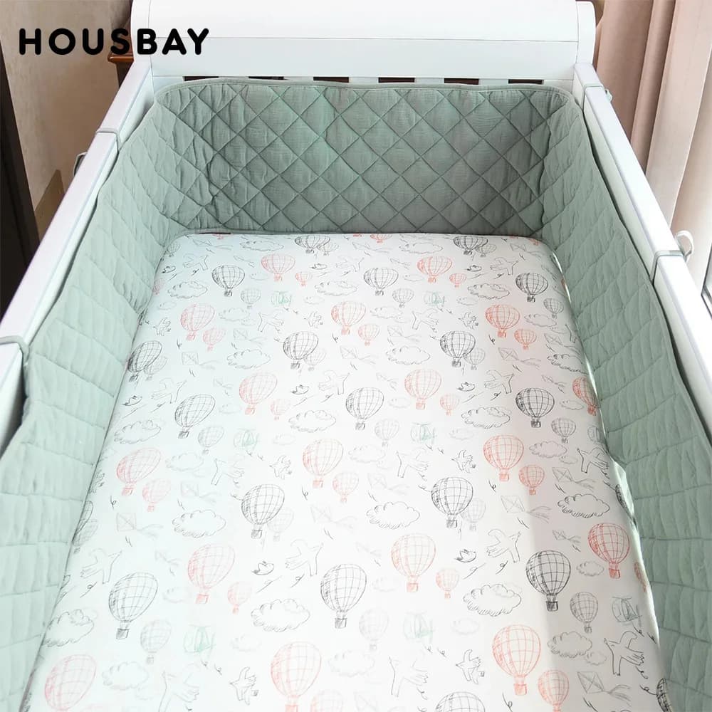 Pare-chocs dans le berceau crêpe Plaid une pièce berceau coussin bébé lit barre Protection Beige cot
