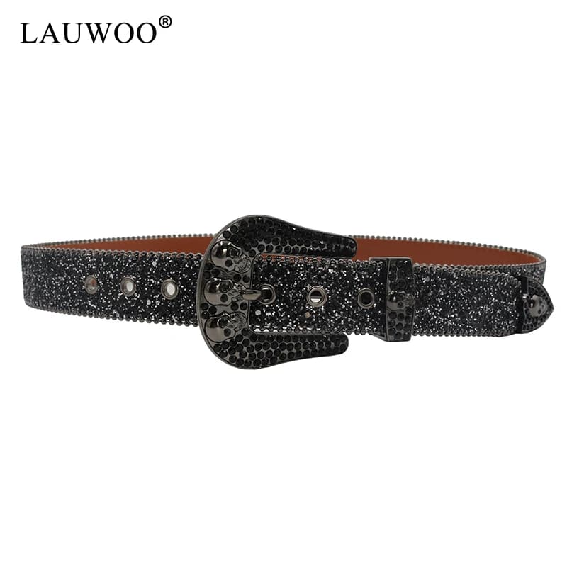 Ceintures en strass crâne pour femmes et hommes, bracelet en cuir Y2K clouté en cristal, Cowgirl occ