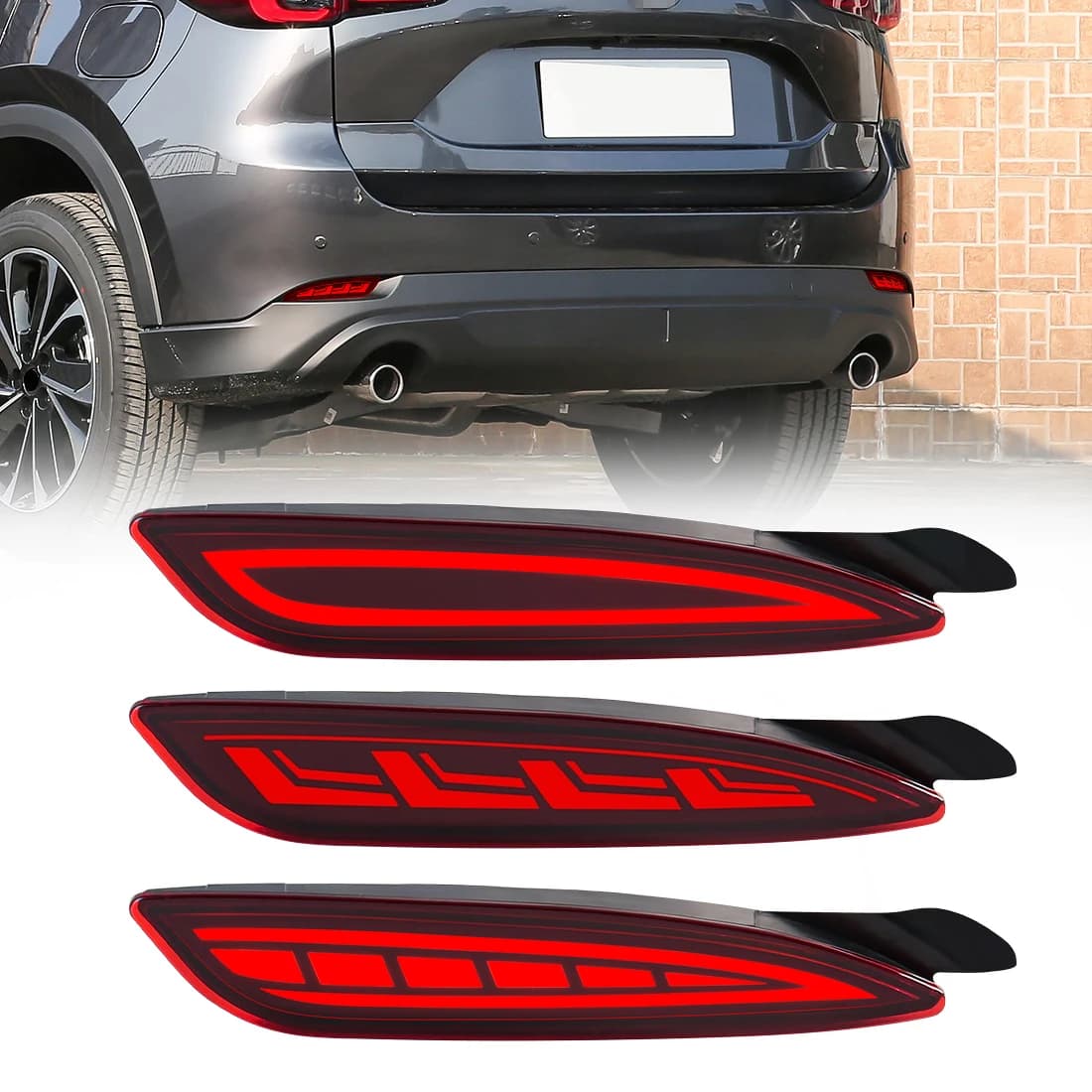 Réflecteurs de pare-chocs arrière LED pour Mazda CX5 CX-5 2022 2023, feux d'avertissement de frein a